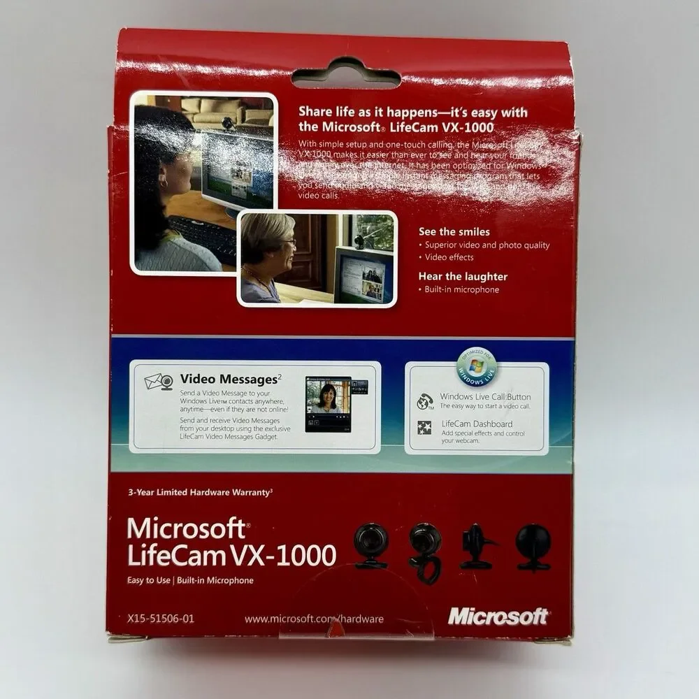 Microsoft LifeCam VX-1000 Webcam With Built-in Microphone New Factory‎ Sealed